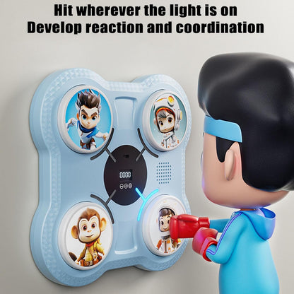 Music Boxing Machine, Smart Punching Target Toys with Gloves, Wall-Mounted Boxing Workout Equipment for Kids and Teens, Interactive Boxing Toy for Stress Relief and Exercise, Fitness Training Gear