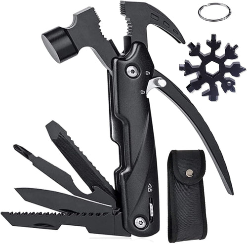 15-in-1 Multitool Hammer Black 18 In 1 Snowflake Multi Tool, Camping Accessories Survival Gear, Dad Husband Grandpa Men Cool Gadget Stocking Stuffers Gift, Christmas Birthday Father'day Gift