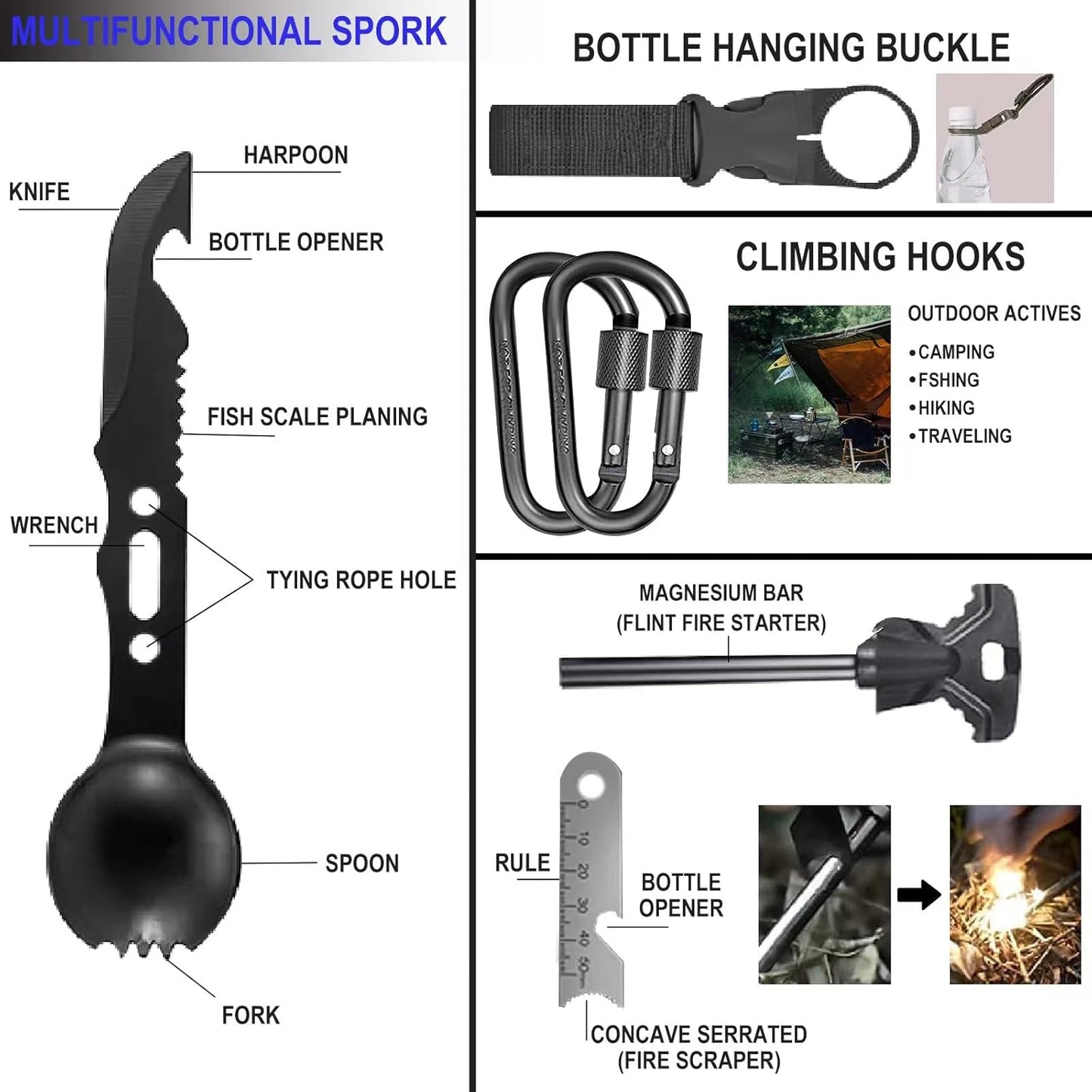 Survival Kits 19 in 1 for Men,Ideal Christmas and Birthday Gifts for Men, Husband, Boyfriend - Survival Gear and Equipment for Hiking, Fishing, Hunting, and Outdoor Activities