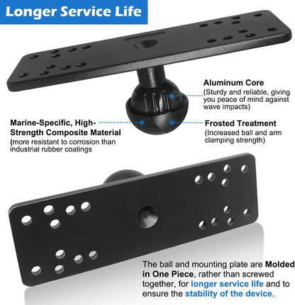 WINDFRD Aluminum Fish Finder Mount with 1.5 Inches/C Size / 38mm Ball, Universal Mounting Plate for Garmin, Lowrance and More, Compatible with RAM Mount, Scotty, iBOLT and More Arm
