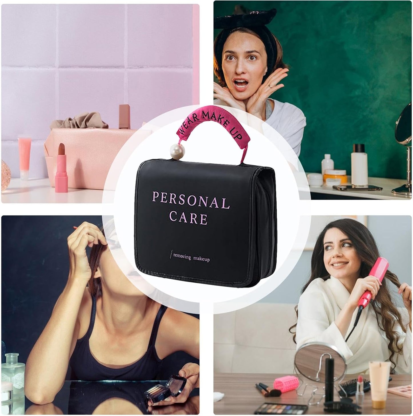 Portable Travel Toiletry Bag, Waterproof Makeup Organizer, Compartmented Storage, Lightweight Design, Multiple Pockets, Crafted from Polyester Material, 9.45x4.53x7.87in/9.45x4.53x17.72in