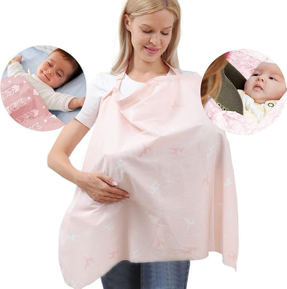 Baby Nursing Covers for Baby Breastfeeding, Breast Feeding Cover with Breathable Lace Screen Yarn and Rigid Hoop for Mother Nursing Apron, 360Â° Full Privacy (Love Crown)