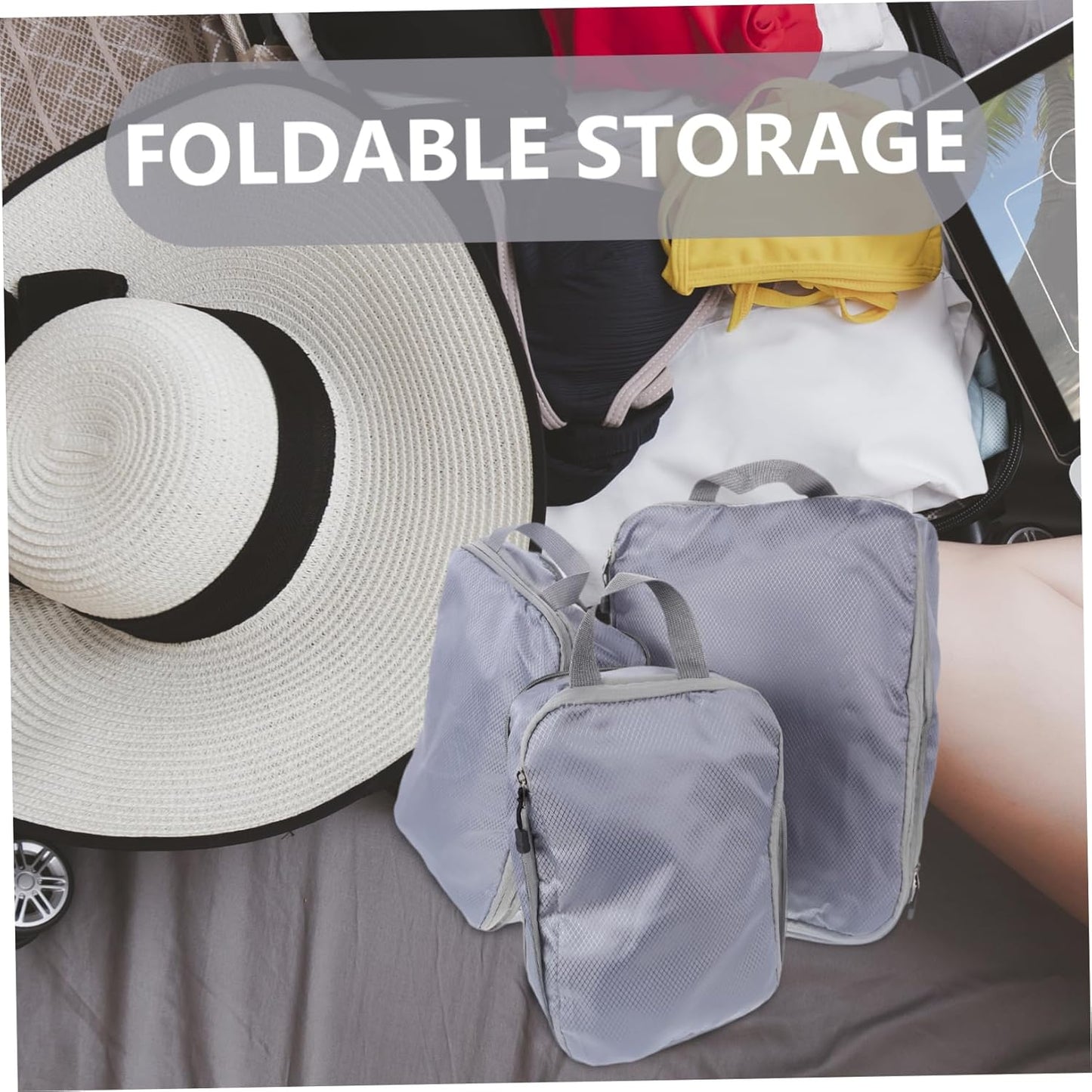 FOMIYES 3Pcs Compression Packing Cube Travel Storage Bags for Luggage Organization Durable Clothes Organizer for Travel and Expandable Design Grey