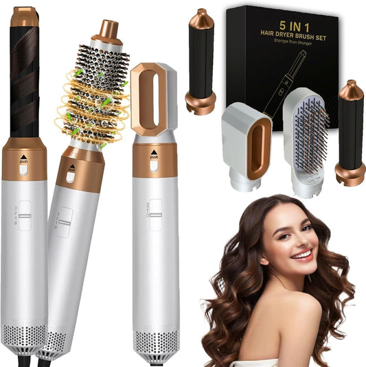 WisBtyCo Hot Air Brush Airwrap Blow Dry Brush,5-in-1 Hair Styler, Hair Dryer Brush, Air Styler, Blow Out Brush & Hair Styling Tools for All Hair Types