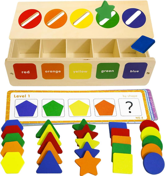 LOYUEGIYO Wooden Educational Montessori Toys for 1,2,3,4,5 Year Old,Color-Shape Sorting&Matching Learning Toy for Kid Toddler 1-3,Baby Toy 12+ Months,Children Sensory Toy for Girl Boy Age 1,2,3,4,5+