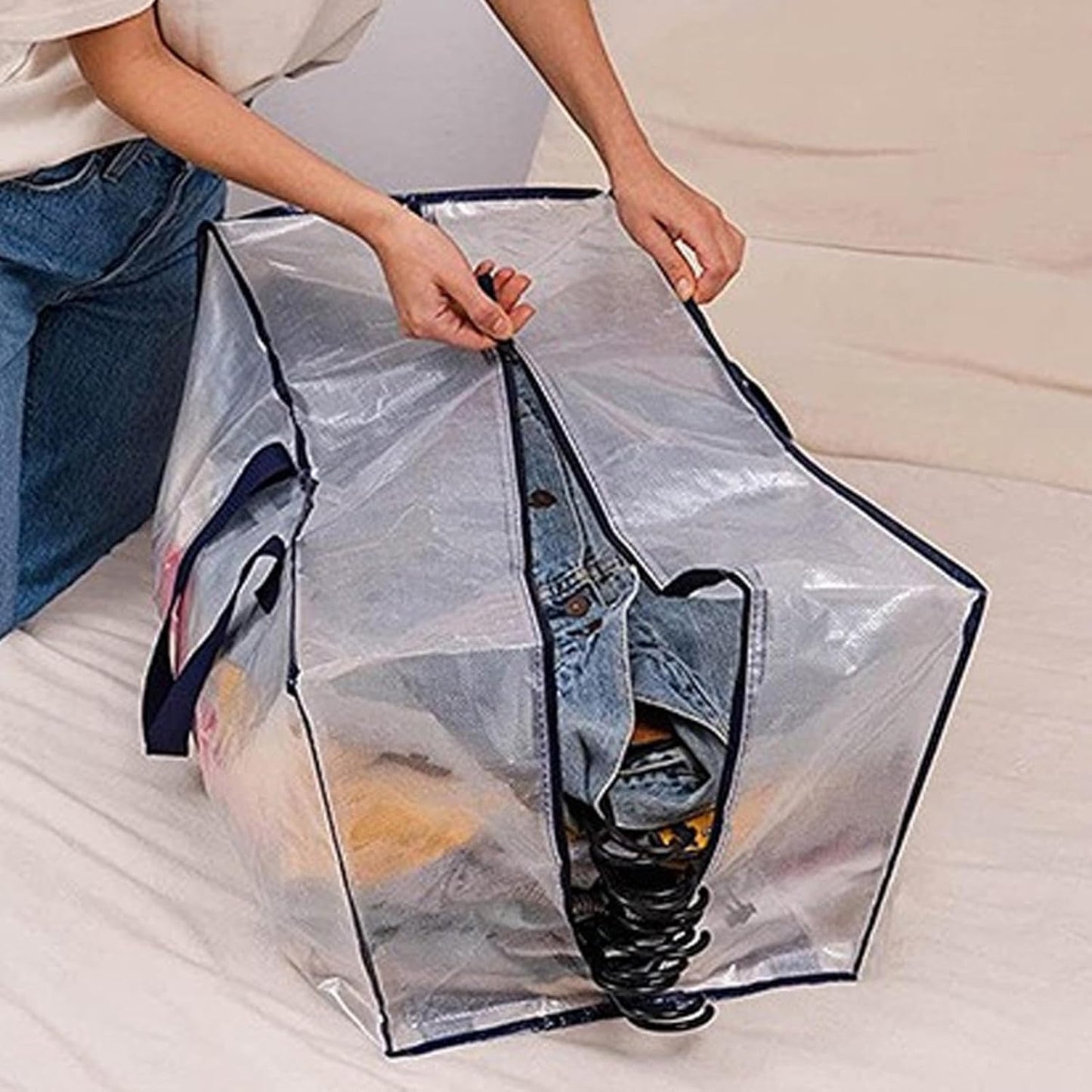 Large Moving Bags for Clothes, Foldable Storage Tote, Bedroom Clothes Storage Bags, Bedding Packing Totes, Heavy Duty Moving Bags 10pcs Foldable Totes for Efficient Packing and Organization