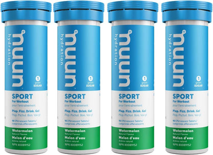 Nuun Sport: Electrolyte Drink Tablets, Box of 4 Tubes (40 servings), Watermelon, Electrolyte Hydration Supplement