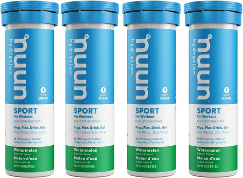 Nuun Sport: Electrolyte Drink Tablets, Box of 4 Tubes (40 servings), Watermelon, Electrolyte Hydration Supplement