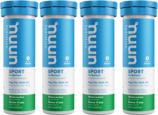 Nuun Sport: Electrolyte Drink Tablets, Box of 4 Tubes (40 servings), Watermelon, Electrolyte Hydration Supplement