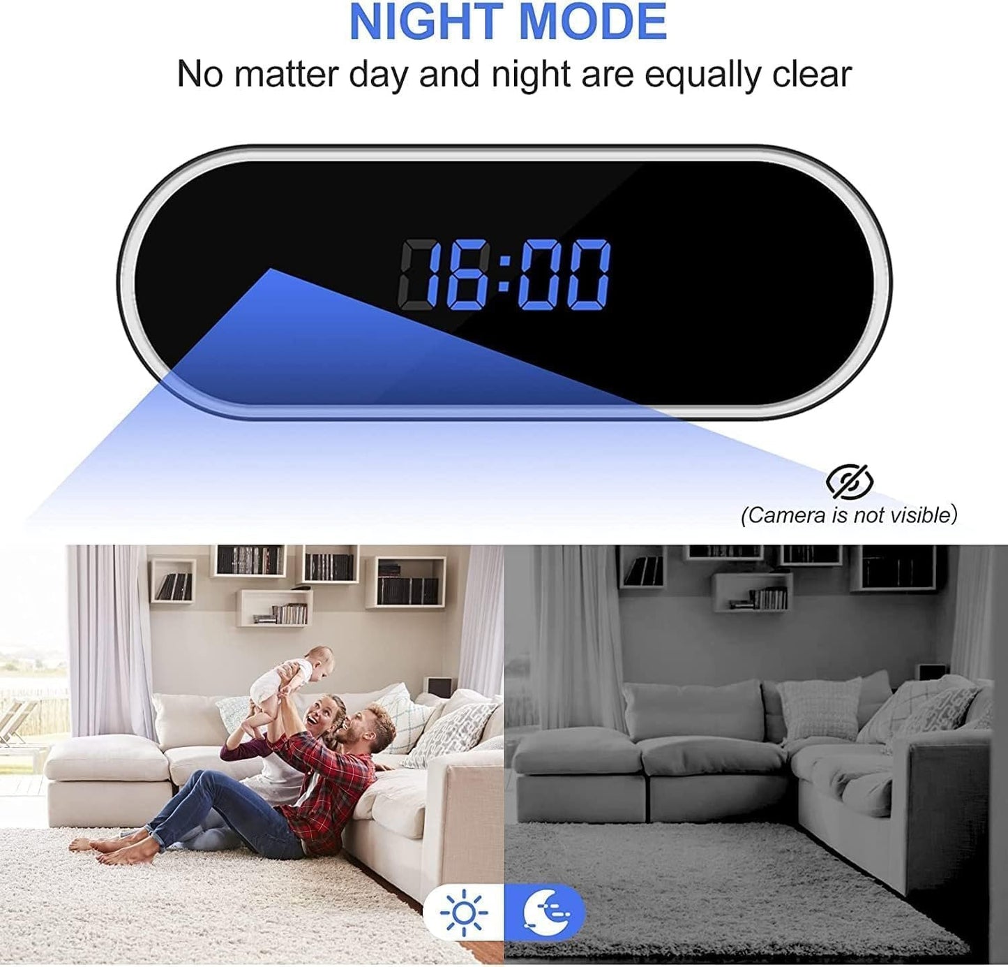 4KUHD Spy Camera Hidden Camera in Clock WiFi Hidden Cameras Video Recorder Wireless IP Camera Indoor Home Security Monitoring Nanny Cam 140Â° Angle Night Vision/Motion Detection