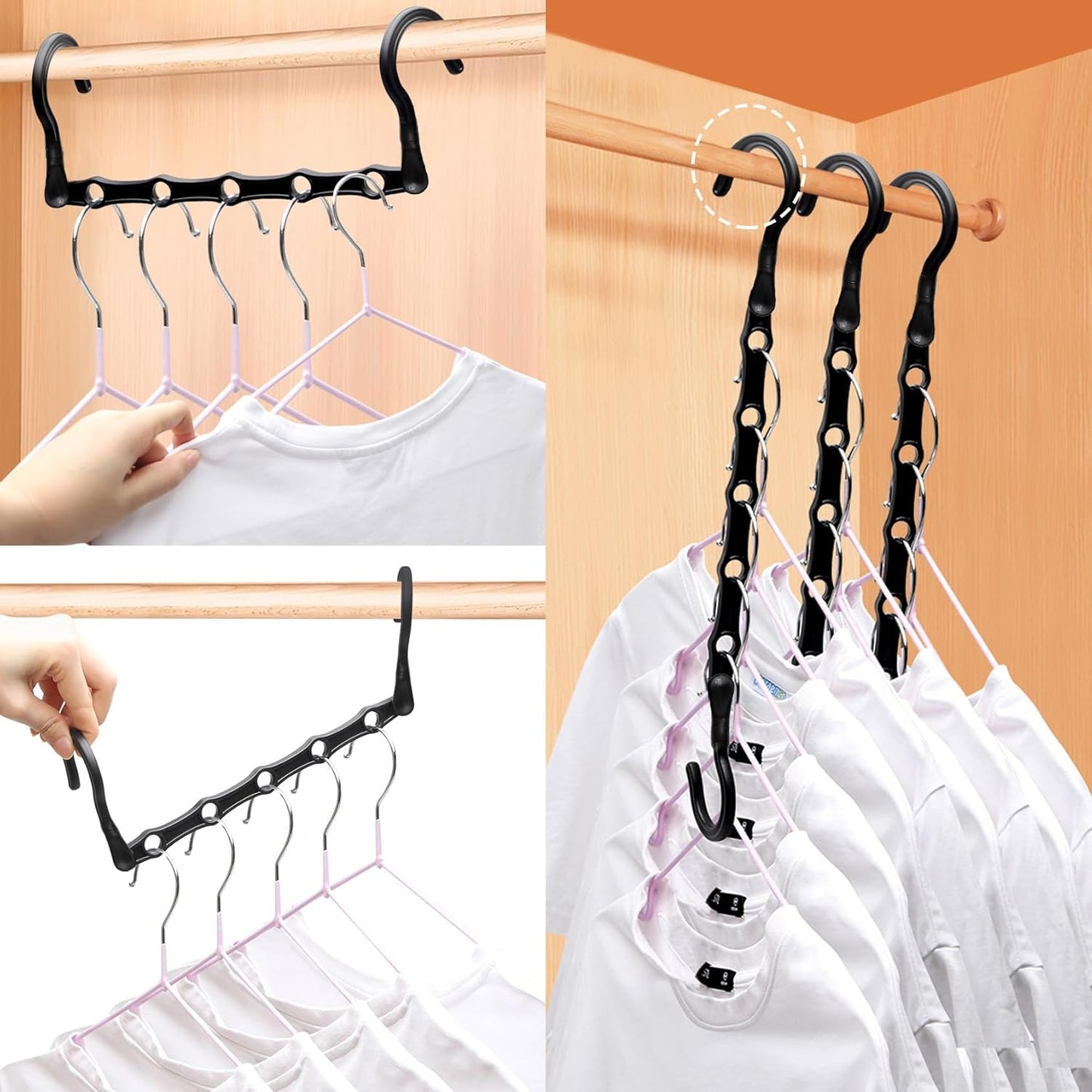 Closet Organizers and Storage,8 Pack Stronger Space Saving Hangers Clothes Hanger with 5 Holes Closet Storage for Heavy Clothes,Magic Home Organization College Dorm Room Essentials for Girls Guys