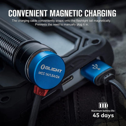 OLIGHT Warrior Mini2 Rechargeable Tactical Flashlight LED Light 1750 Lumens with Dual Switch and Proximity Sensor, MCC Magnetic Charging Emergency Flashlights for Household, Outdoor, Hiking (Black)