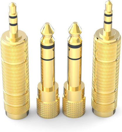 DIGITNOW! 3.5mm Male to 6.35mm Female and 6.35mm Male to 3.5mm Female Stereo Jack Adapter Gold-Plated Connectors Compatible with Guitar Electronic Keyboards Headphones, 4 Pack