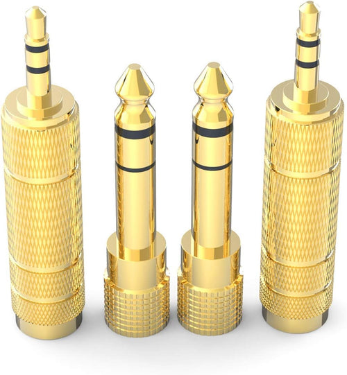 DIGITNOW! 3.5mm Male to 6.35mm Female and 6.35mm Male to 3.5mm Female Stereo Jack Adapter Gold-Plated Connectors Compatible with Guitar Electronic Keyboards Headphones, 4 Pack