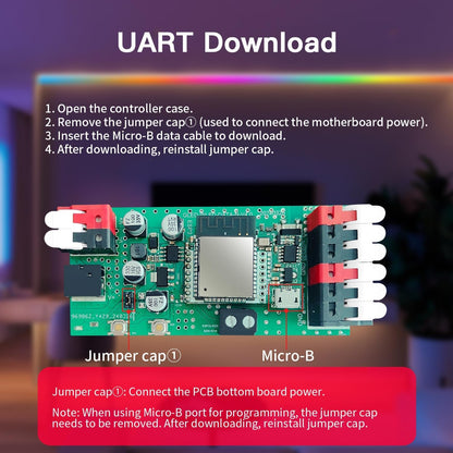 GLEDOPTO ESP32 WLED LED Strip Controller Mic UART Download Music Sound Dynamic Mode RGB IC DIY WiFi APP Control Easy Wiring for WS2811 WS2812 SK6812 TM1814 WS2813 WS2815 FCOB Addressable Strip Light