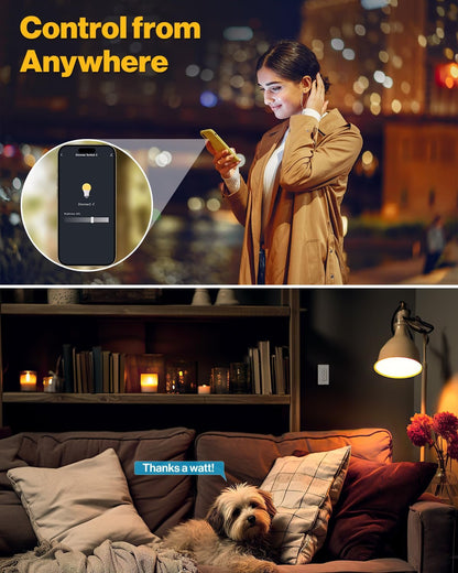 Sunco Smart Dimmer Switch, Double Rocker Wall Light Switch, WiFi Compatible with Tuya, Smart Life, Sunco Lighting Smart App, 120V, Compatible with Alexa and Google Assistant