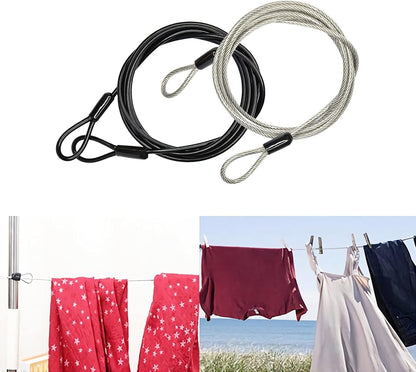GOMRQING 100CM/3.3ft 3mm Outdoor Travel Security Cable Lock,Braided Steel Coated Safety Cable Luggage Lock,Safety Cable Wire Rope Double Loop Lightweight (2 Pack)