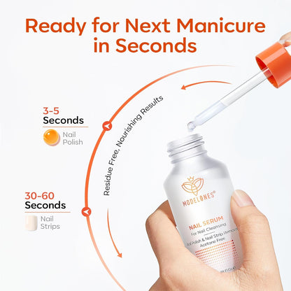Modelones Nail Polish Remover for Press on Nails & Nail Strips Acetone-Free, Nail Glue Remover Natural Formula Serum Easy Peel for Moisturizing & Care, Non-Toxic, Low Odor, Portable Size