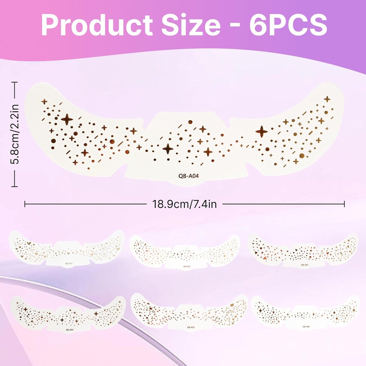 6 Pcs Glittery Tattoos Freckles Gold Foil Glitter Freckles Makeup Speckles Temporary Waterproof Face Tattoos Accessories for Party and Special Occasions