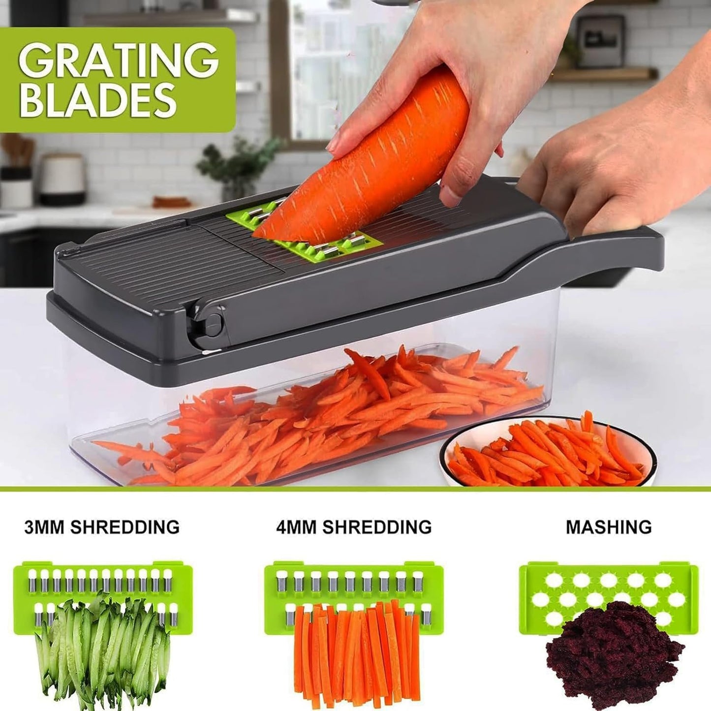 17-in-1 Vegetable Chopper for Meal Prep, Vegetable Cutter for Salad Veggie Potato Carrot etc, Grinding, shredding, Slicing, and Dicing, Easy to Clean Shredder Slicer Grater Kitchen Tools.