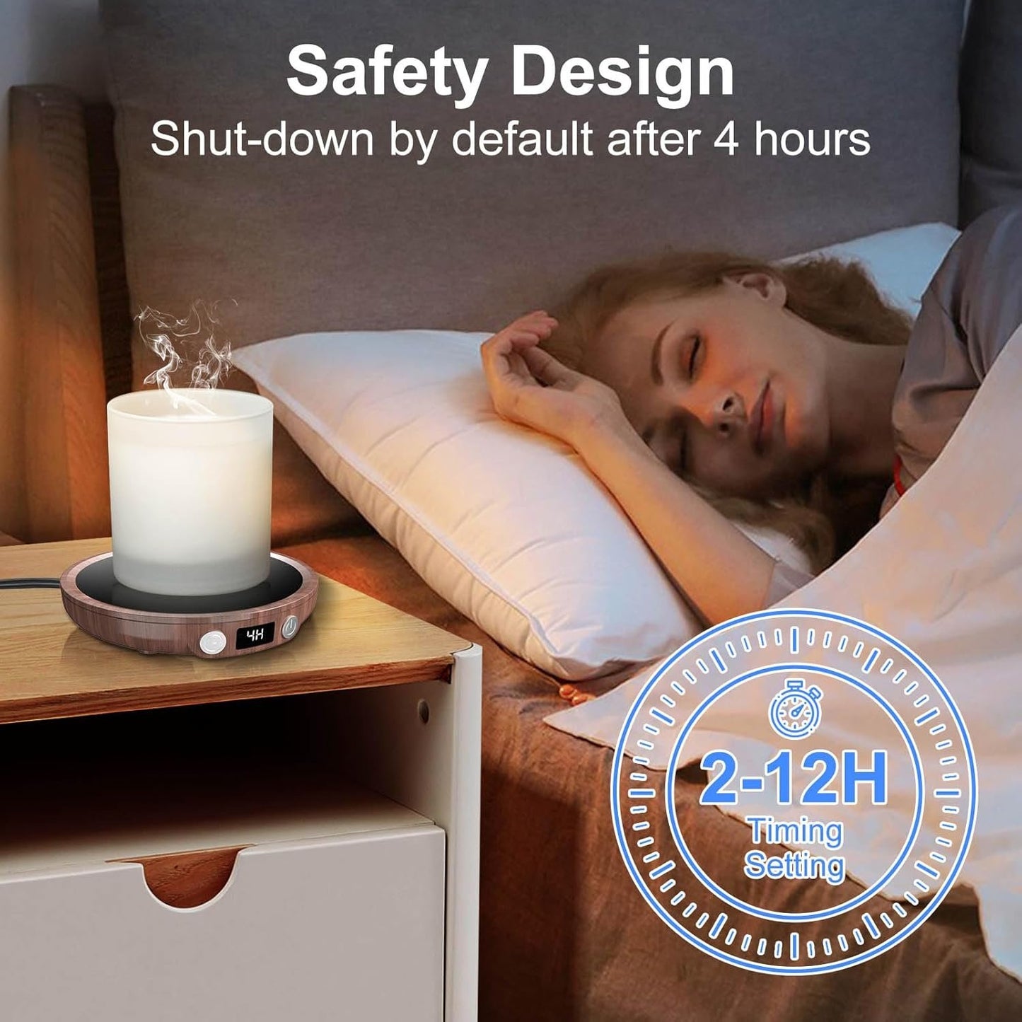 Mug Warmer Coffee Warmer for Desk with 3Temperature Control 130 ℉/150 ℉/176 ℉,2-12Hrs Auto Shut Off,Mug Warmer for Beverage, Coffe Cup Warmer for Home & Office Ideal for Coffee Lovers(Woodgrain Color)
