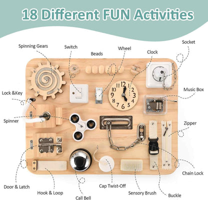 Montessori Large Busy Board for Toddlers - Wooden Sensory Toys -Fidget Toys for Autistic Children-Preschool Learning Activities Fine Motor Skills
