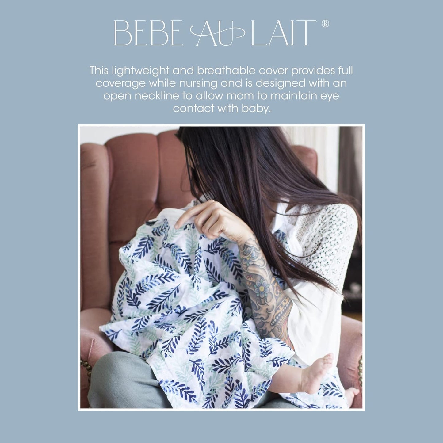 Bebe au Lait Nursing Cover, Apron, Shawl, Privacy Covers for Breast Feeding & Pumping, Breastfeeding Cover for Mom, Soft, & Breathable Muslin Cotton, Full Coverage, One Size Fits All - Athens