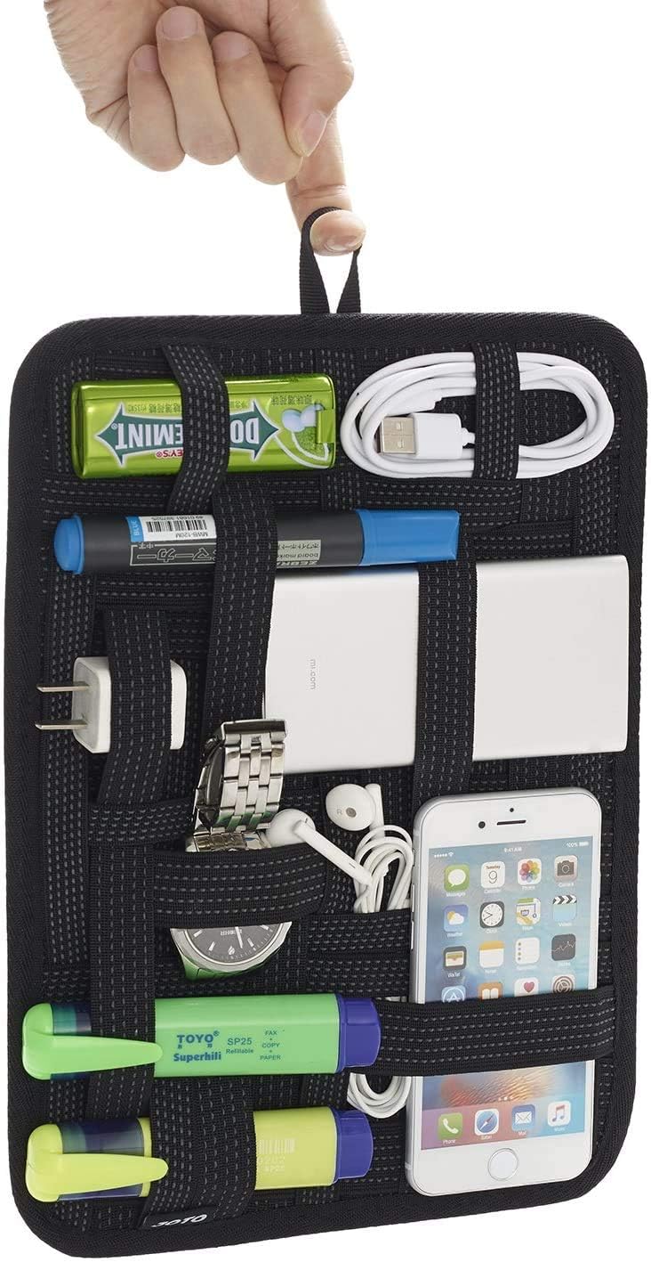 Electronic Organizer, JOTO Travel Bag Gear Management for Electronics Accessories Tools Hard Drive Flash Drive Cables Charger Cosmetics Brush Kit - Large (Black)