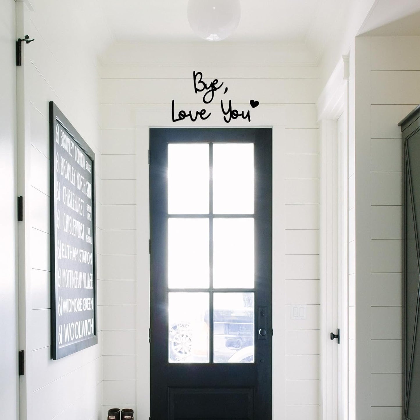 Black Love You Bye Sign above Door, Wooden Words Home Decor Wall, Express Love and Warm Sign with Stickers, Entryway Hallway Decor Indoor, Art Gifts for Bedroom Valentine's Day (1)