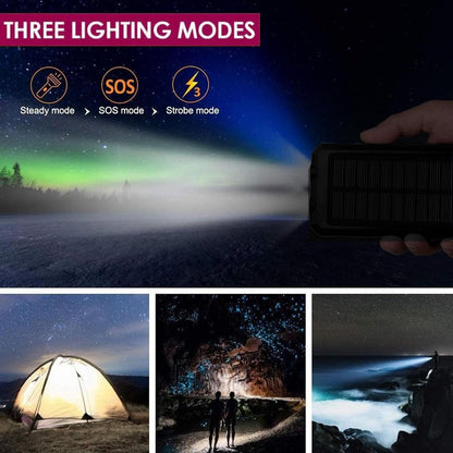 Solar Powered Charger,20000mAh Portable Solar Charger Battery Bank - Waterproof Battery Pack with Flashlight Survival Gear for Hiking, Explorer & Cell Phone