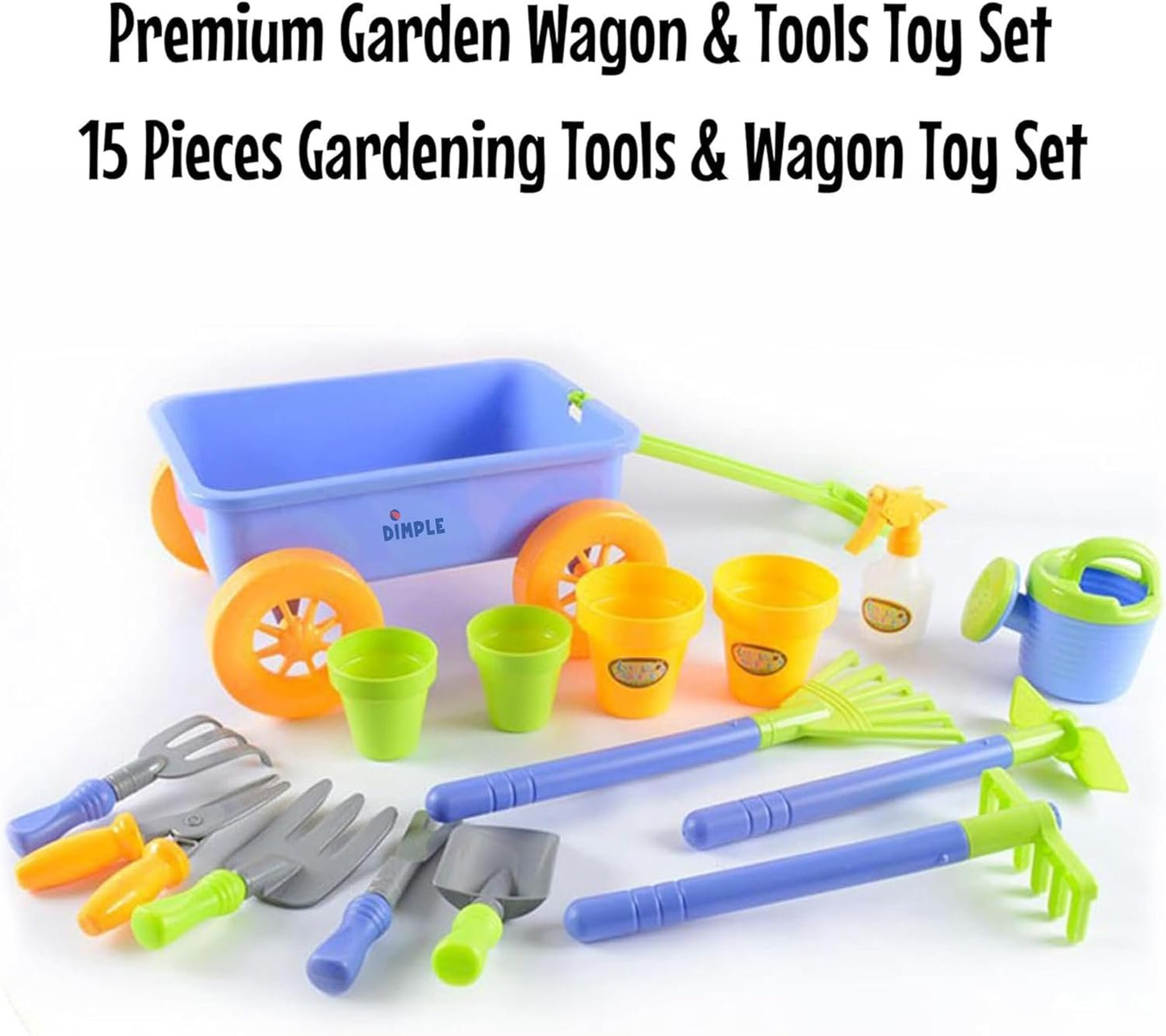 Dimple Kids Gardening Set Tools Wagon Toy 15 Pcs Kids Gardening Tools & Toddler Gardening Set-Sturdy & Durable Kids Wagon-Top Wagon for Kids, Toddler Outdoor Toys, Outdoor Toys for Toddlers 3-5 for Yd