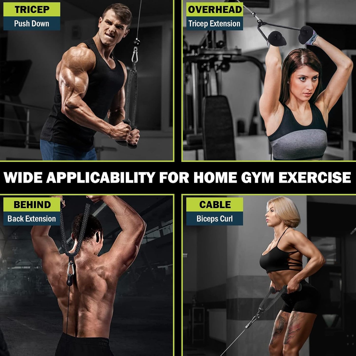 DASKING Ergonomic Triceps Pull Down Rope with Non-Slip Natural Rubber Grip, Pulley System LAT Pulldown Cable Machine Attachment Home Gym Traction Rope for Triceps Pull Downs Crunches