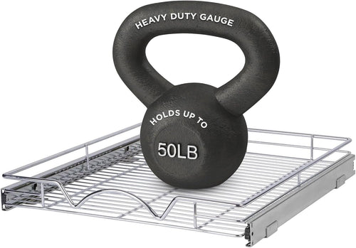 HOLDN’ STORAGE Pull Out Cabinet Organizer, Heavy Duty Caddy w/Lifetime Limited Warranty -20”W x 21”D - Requires At Least 21-1/4” Cabinet Opening, Steel Metal Drawers Slide Out, Chrome