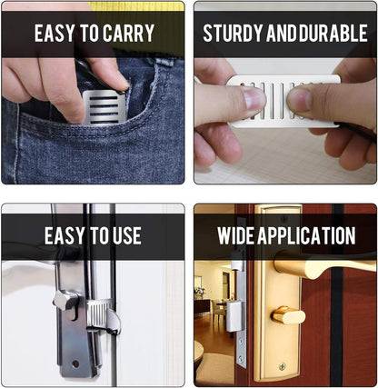 Portable Door Lock, Child Safety Device, Adjustable Security Lock, Heavy-Duty Stainless Steel, No Tool Quick Install, Compact Travel-Friendly Design, For Home Or Apartment Use, 3.15in