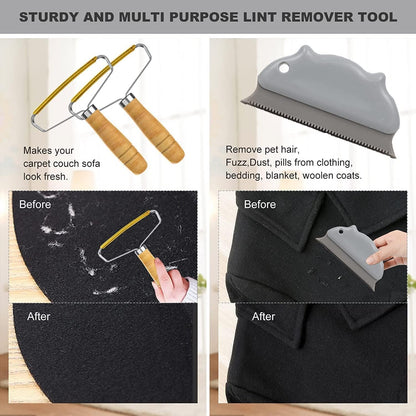 Portable Lint Remover, Pet Hair Remover, Lint Roller for Clothes and Carpet, 3 Pack Manual Fuzz Shaver Brush Tool Quickly and Effectively for Couch, Stairs, Blanket, Coat, Sweater