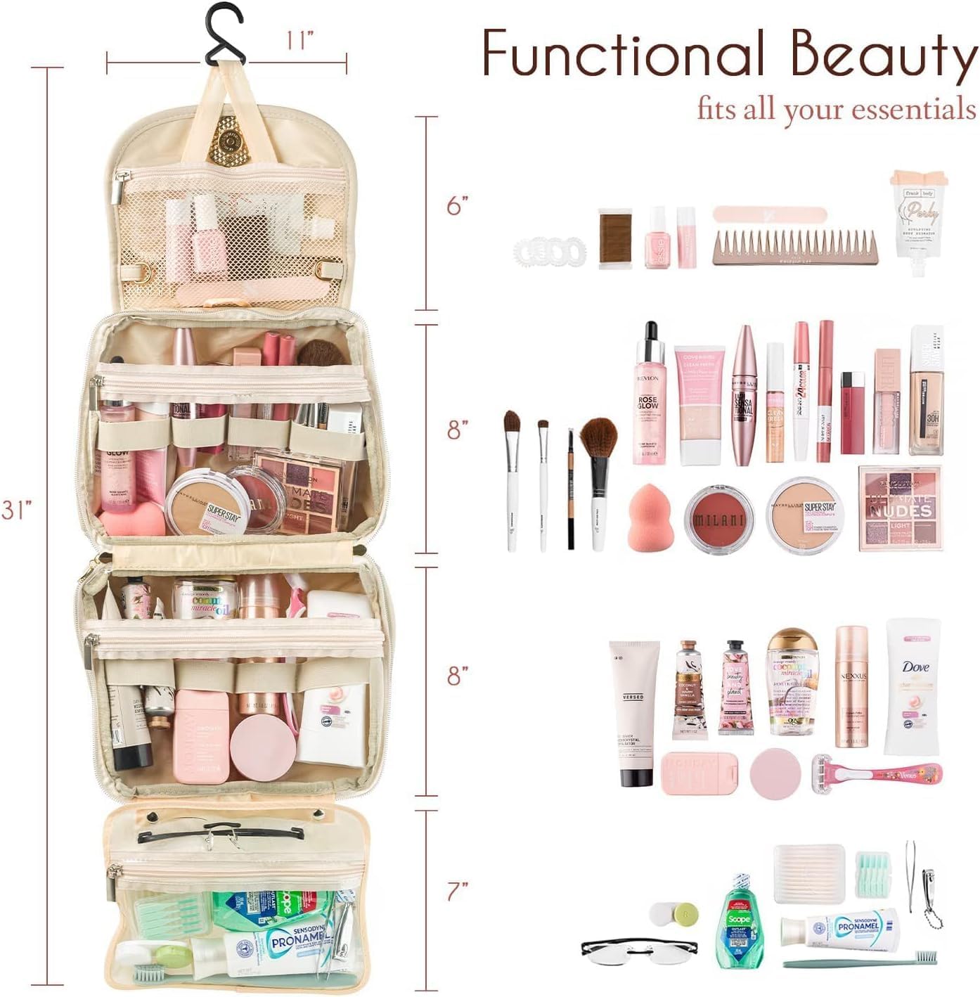 Hanging Travel Toiletry Bag Cosmetic Make up Organizer for Women and Girls,Travel Accessories,Make Up Bag Toiletries Waterproof Portable Wash Bag