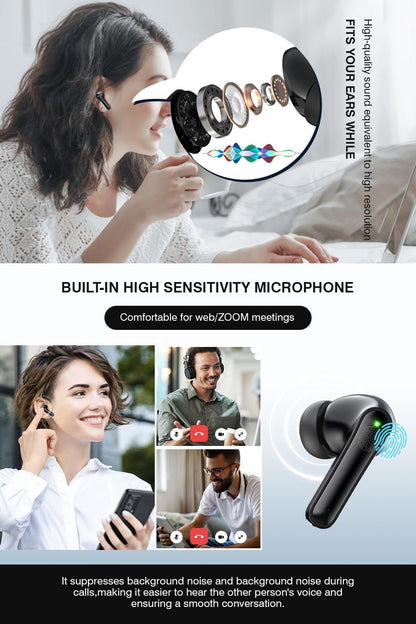 Wireless Earbuds, Bluetooth 5.3 Headphones with HiFi Stereo Sound, 48H Playtime with LED Power Display Charging Case, IP6 Waterproof in-Ear Earphone with Mic for Sport