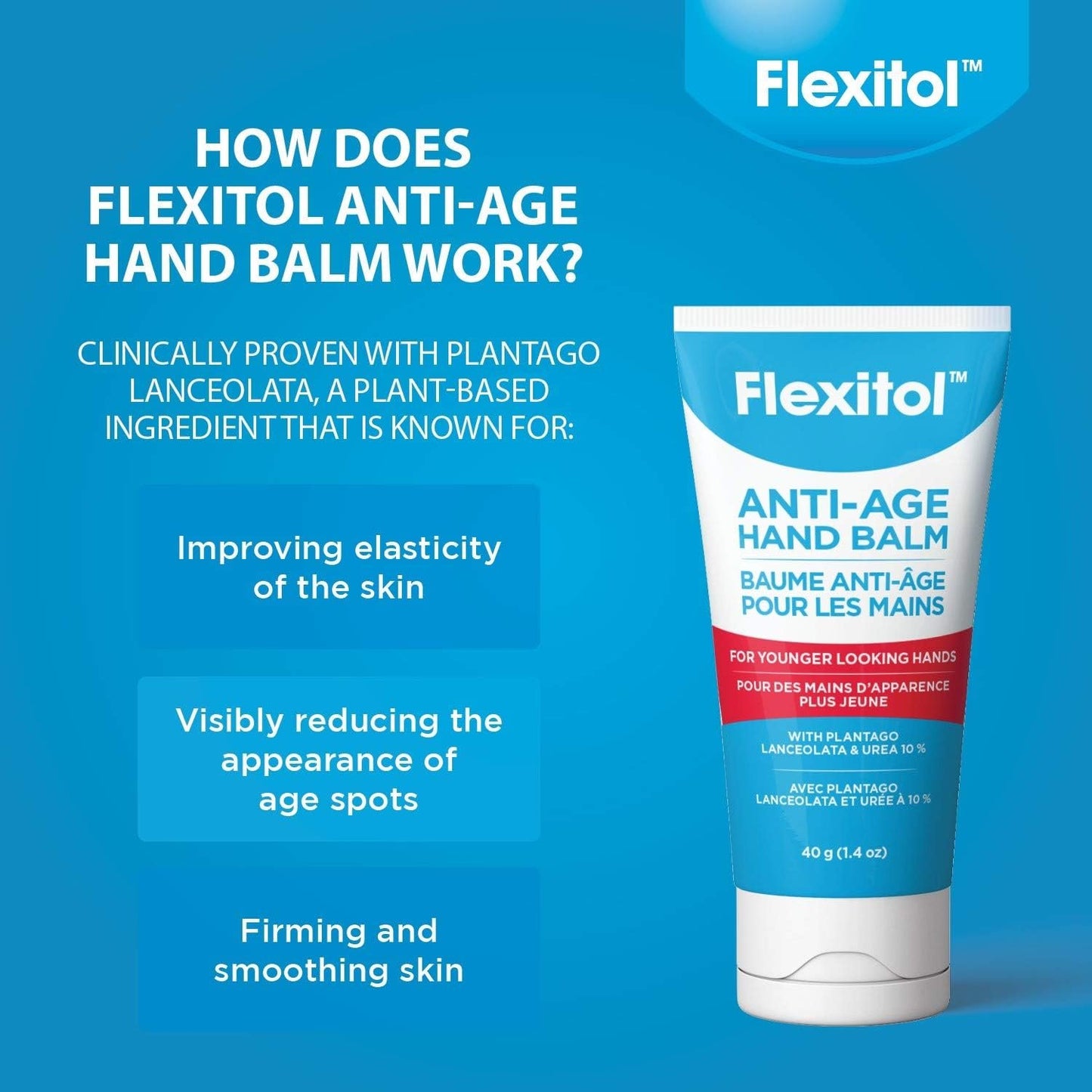 Flexitol Anti-Age Hand Balm with Plantago Lanceolata - Anti-Aging Hand Cream, Best Hand Lotion for Age Spots & Wrinkles (40g)