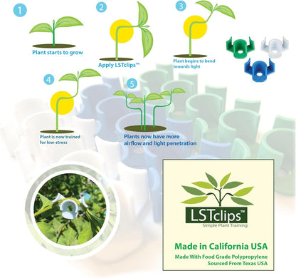 AirTech Home Automation Plant Training Clips, LST Clips for Low Stress Training Plant Stem Support, 90 Degree Angle Plant Clips, Made in California USA, 30pk White