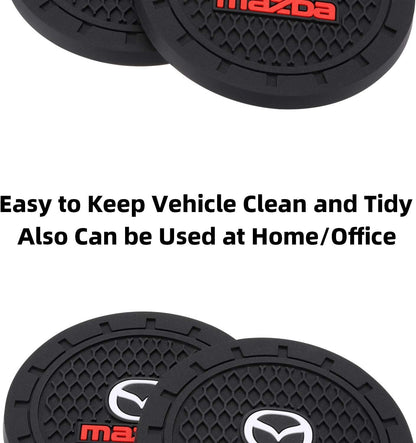 AOOOOP Car Interior Accessories for Mazda Cup Holder Insert Coaster - Silicone Non-Slip Mat for Mazda 3 6 CX-3 CX-5 CX-9 MX-5 (Set of 2, 7cm Diameter)