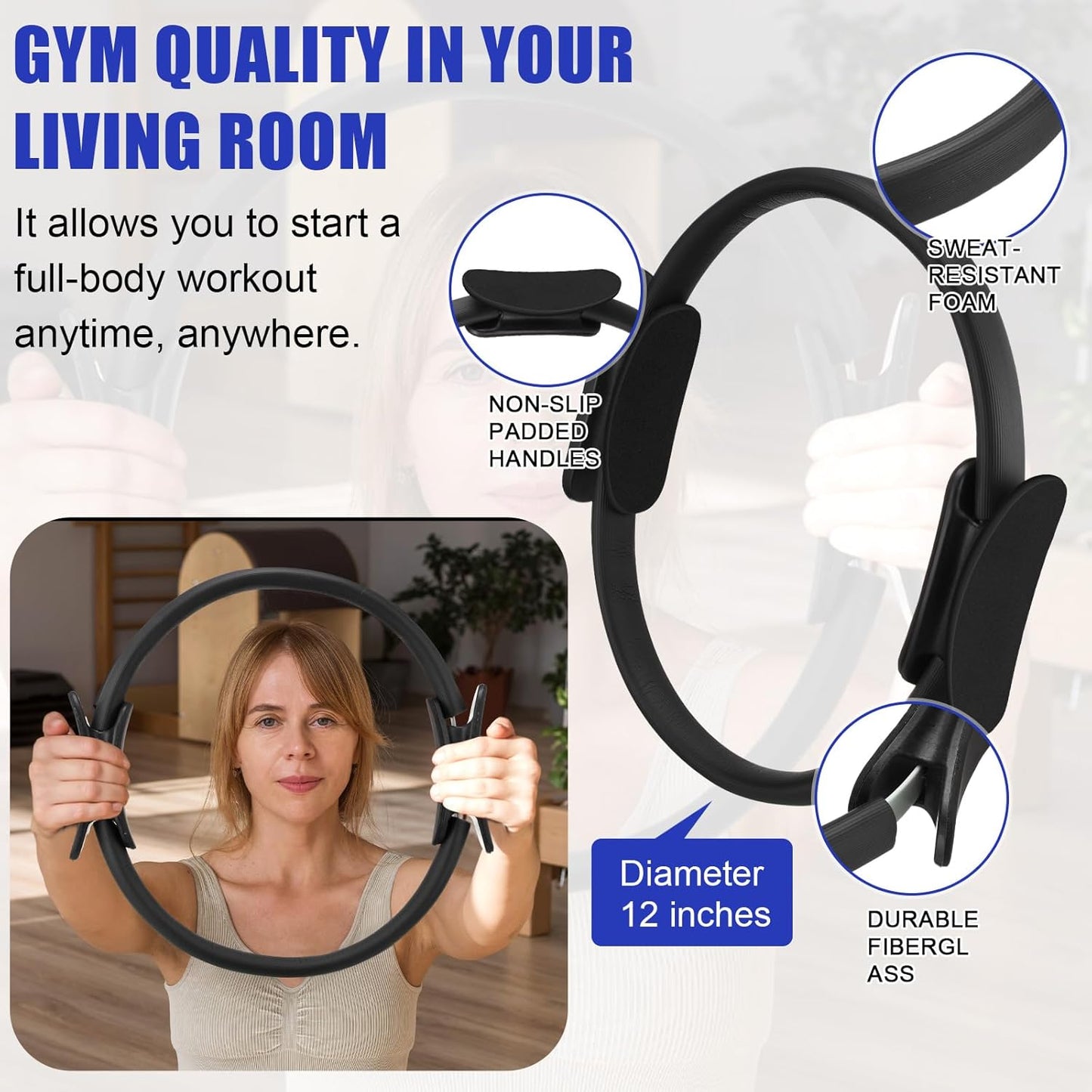 Silipull 10 Pcs Pilates Yoga Equipment Accessories, Pilates Ring Circle Set Gift for Women Home Workouts Include Pilates Ball Circle Yoga Ring Resistance Bands Block Color Yoga Straps and Gym Bag