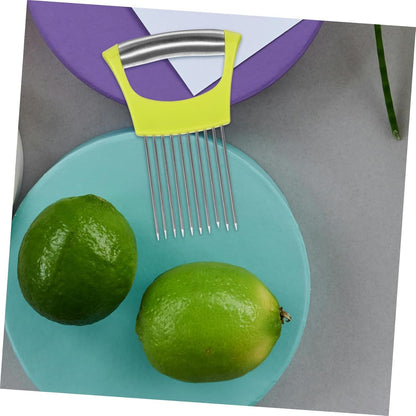 MOKKHNB 2pcs Stainless Steel Onion Holder Slicer Tool for Even Vegetable Slicing for Onion Lemon Tomato and Potato Preparation Reliable Kitchen Helper for Effortless Food Prep