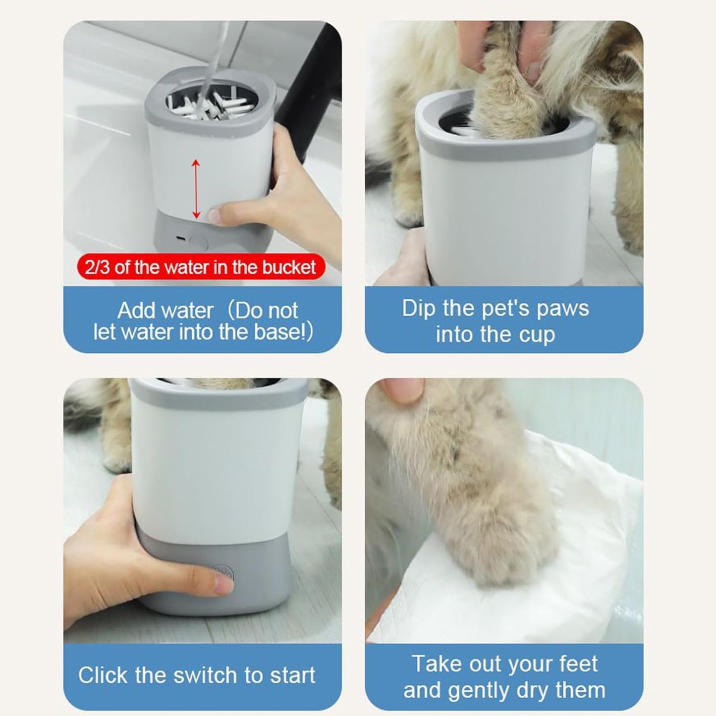 Dog Paw Cleaner - Paw Washers For Dogs - Feet Cleaner Scrubber Cup, Two-Speed Anti-Splash Pet Foot Cleaning With Soft Silicone Bristles, Travel Dog Cleaning Supplies For Camping Hiking Adventures