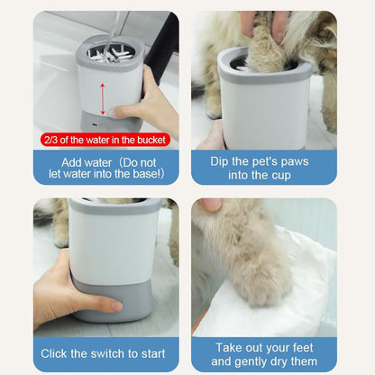 Dog Paw Cleaner - Paw Washers For Dogs - Feet Cleaner Scrubber Cup, Two-Speed Anti-Splash Pet Foot Cleaning With Soft Silicone Bristles, Travel Dog Cleaning Supplies For Camping Hiking Adventures