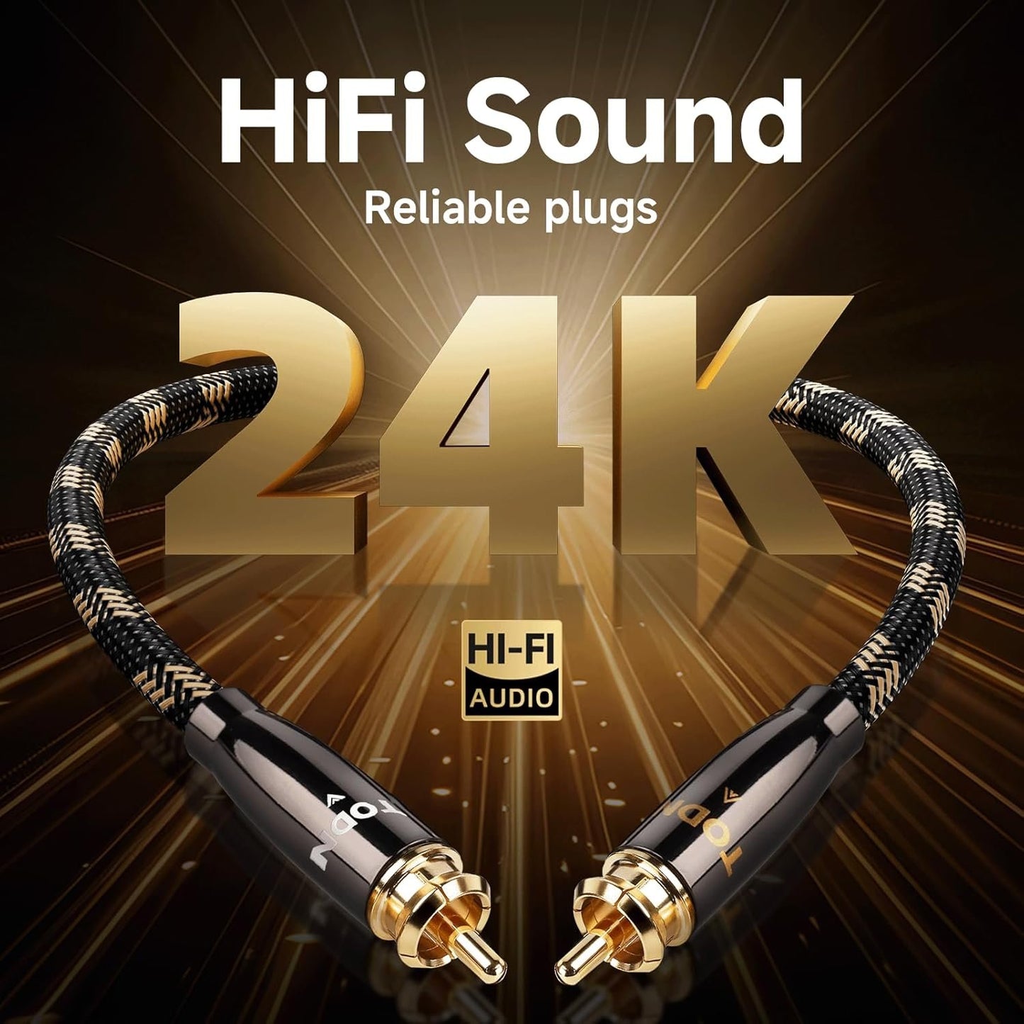 TODN Audiophile OCC Audio Cable 3.5mm Male to 2RCA Male Audio Auxiliary Stereo Y Splitter Adapter Cable(3.2ft/1M,Nylon)