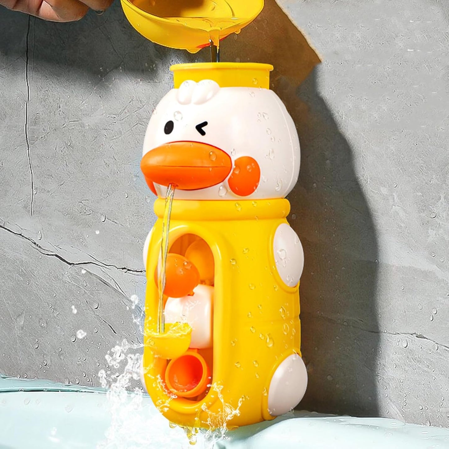 Bath Toys Kids, Duck Shaped Water Play, Rotatable Waterwheel Game, Sensory Shower Fun, 6.46x3.54 Inches, Interactive Activity for Ages 2-4, Boys, Girls, Birthday