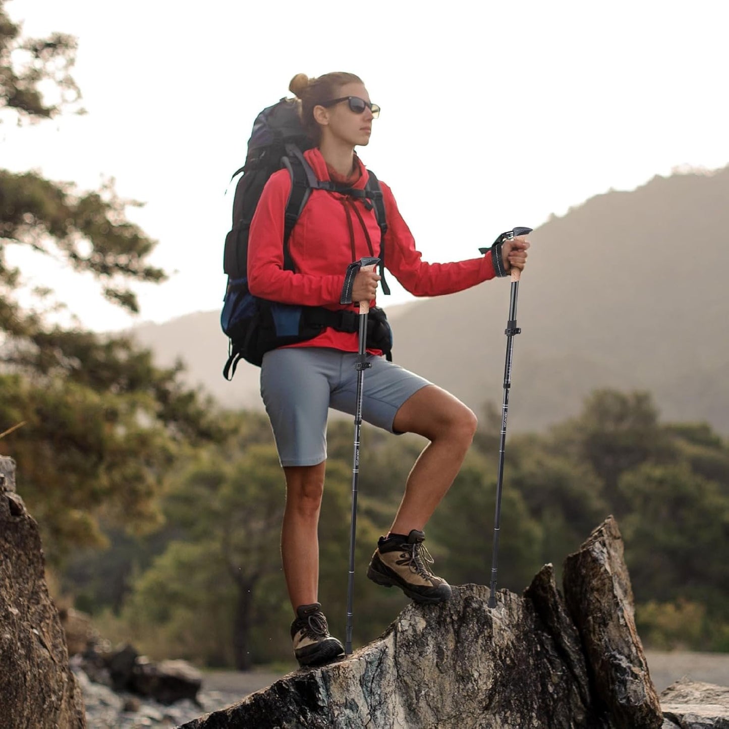 TREKOLOGY Trekking Poles – Adjustable, Collapsible Hiking,Walking Sticks for Men & Women, Lightweight Folding Poles for Backpacking, Seniors & Travel – TREKZ XE