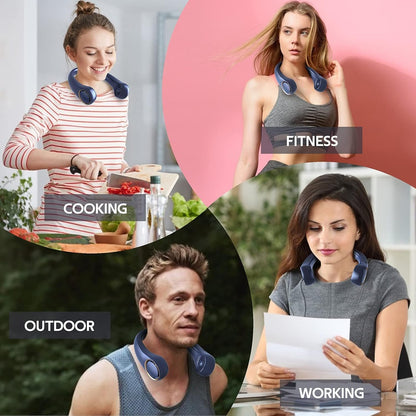 Portable Neck Fan, Hands Free Bladeless Fan, 360Â° Cooling Personal Fan,Wearable Quiet Fan for Outdoor Indoor, Birthday Gifts for Men Women Mom Dad, 4000mAh Battery USB Rechargeable, 3-Speeds(Black)