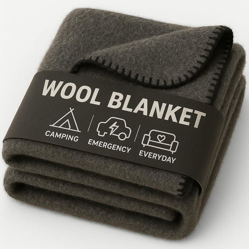 Jmr Usa Inc. Military Wool Blanket for Camping, Emergency and Everyday Use, Fire Retardant Extra Thick and Warm Outdoor Wool Blanket, 70% Wool, Grey, Size 62X84.