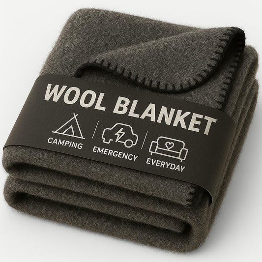 Jmr Usa Inc. Military Wool Blanket for Camping, Emergency and Everyday Use, Fire Retardant Extra Thick and Warm Outdoor Wool Blanket, 70% Wool, Grey, Size 62X84.